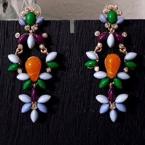 LEE By LEE ANGEL 12KT GP Contemporary Gold Multicolor Cabochon/Crystal Earrings